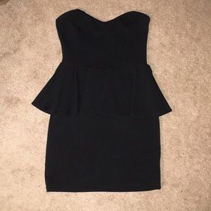 Lush Black Peplum Bodycon Dress